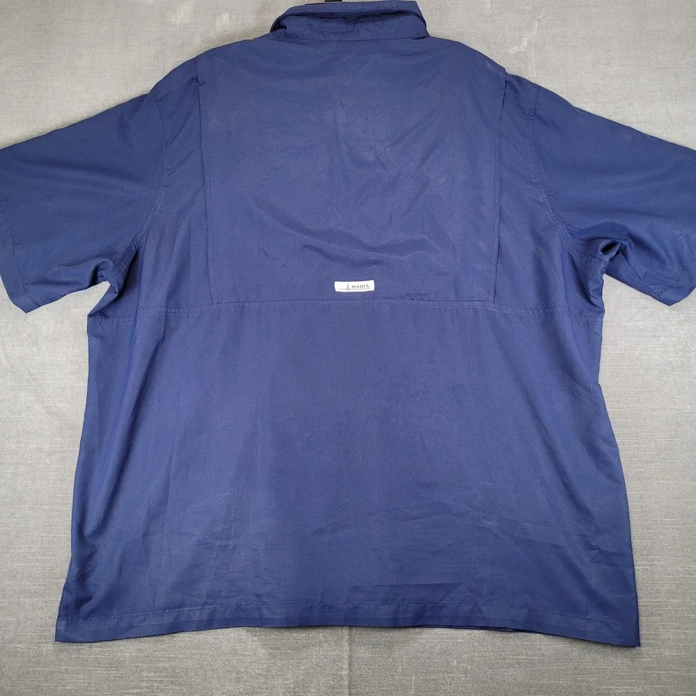 Habit‎ Mens 3XL Blue Short Sleeve Fishing Shirt UPF 40 Solar Factor Ventilated